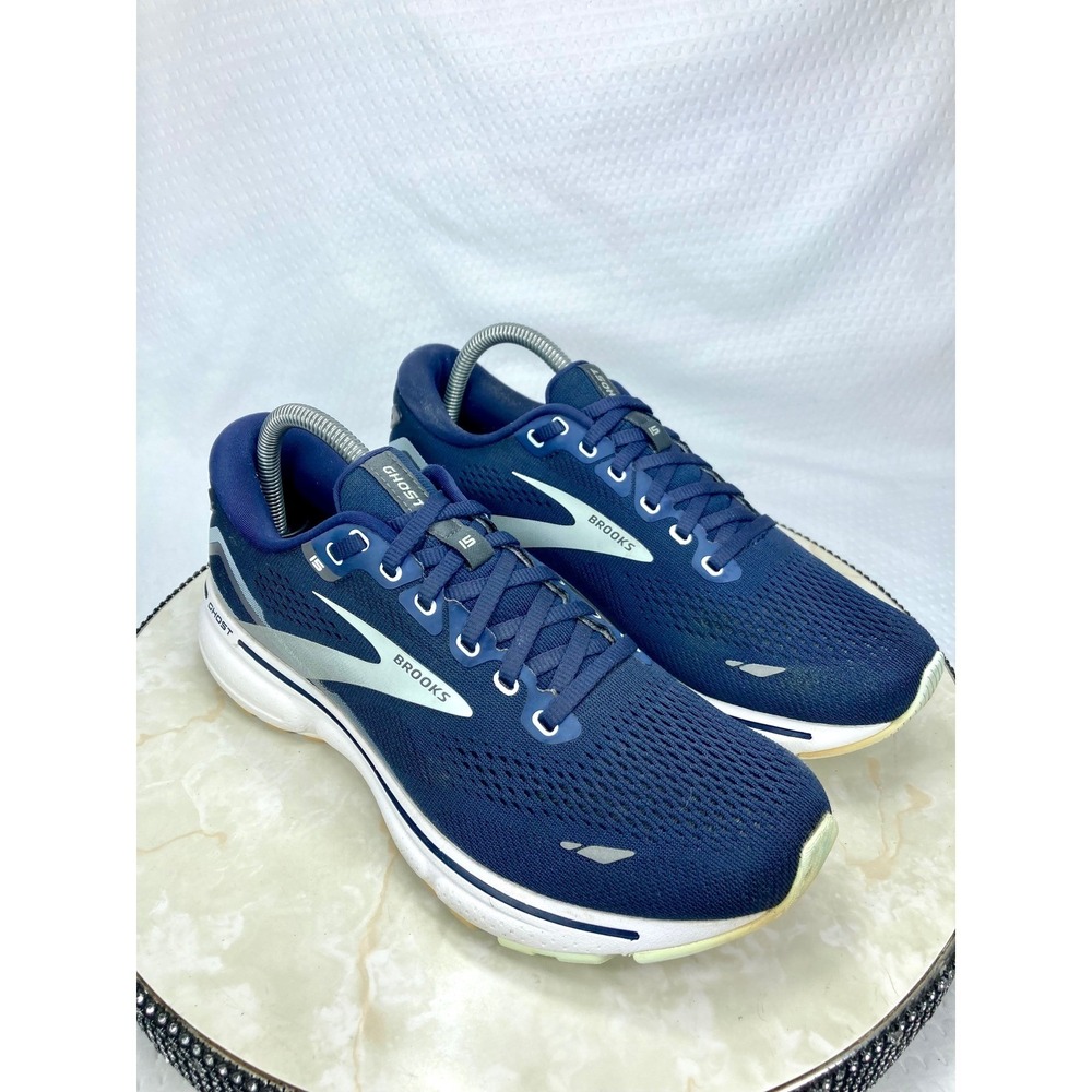 Brooks Ghost 15 Running Shoes Womens 9.5 Navy Blue Low Top Sporty Comfy Sneakers